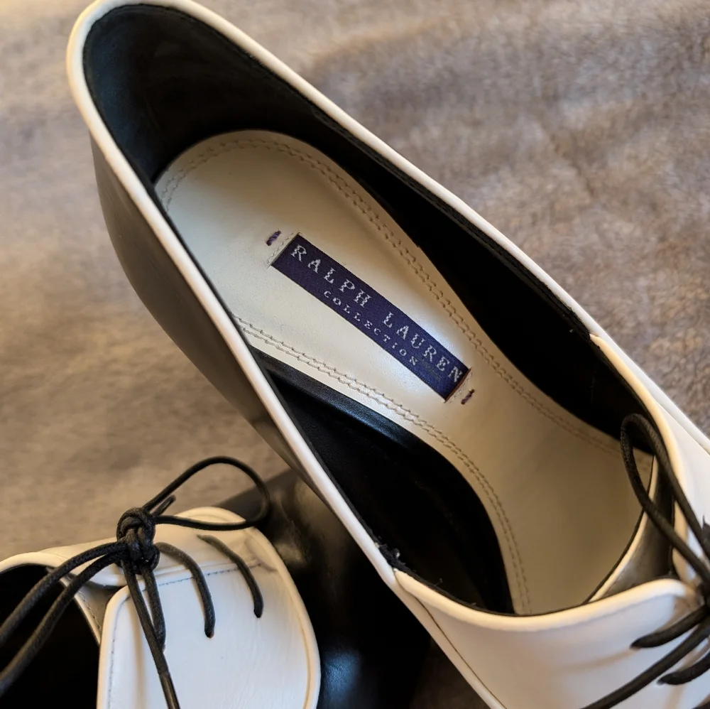 RALPH LAUREN PURPLE LABEL Katia/Spectator Heels W/DUST BAG. - Picture 3 of 16